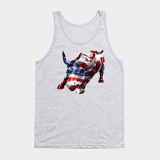 Wall Street Bull with American Flag Overlay Tank Top